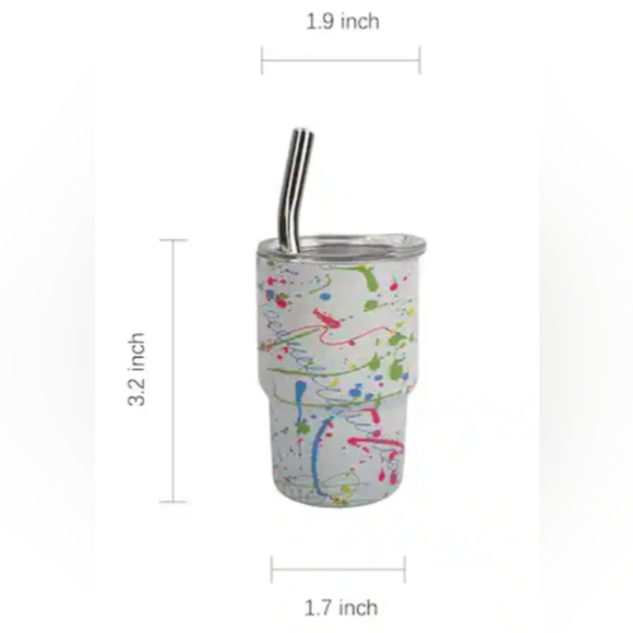 Colorful Splatter Mini Tumbler with Metal Straw - Picture 3 of 3